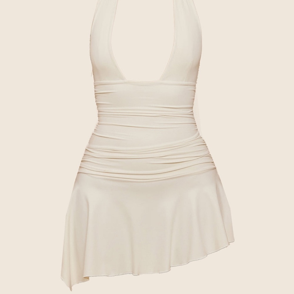 Cream Halter Mini Dress